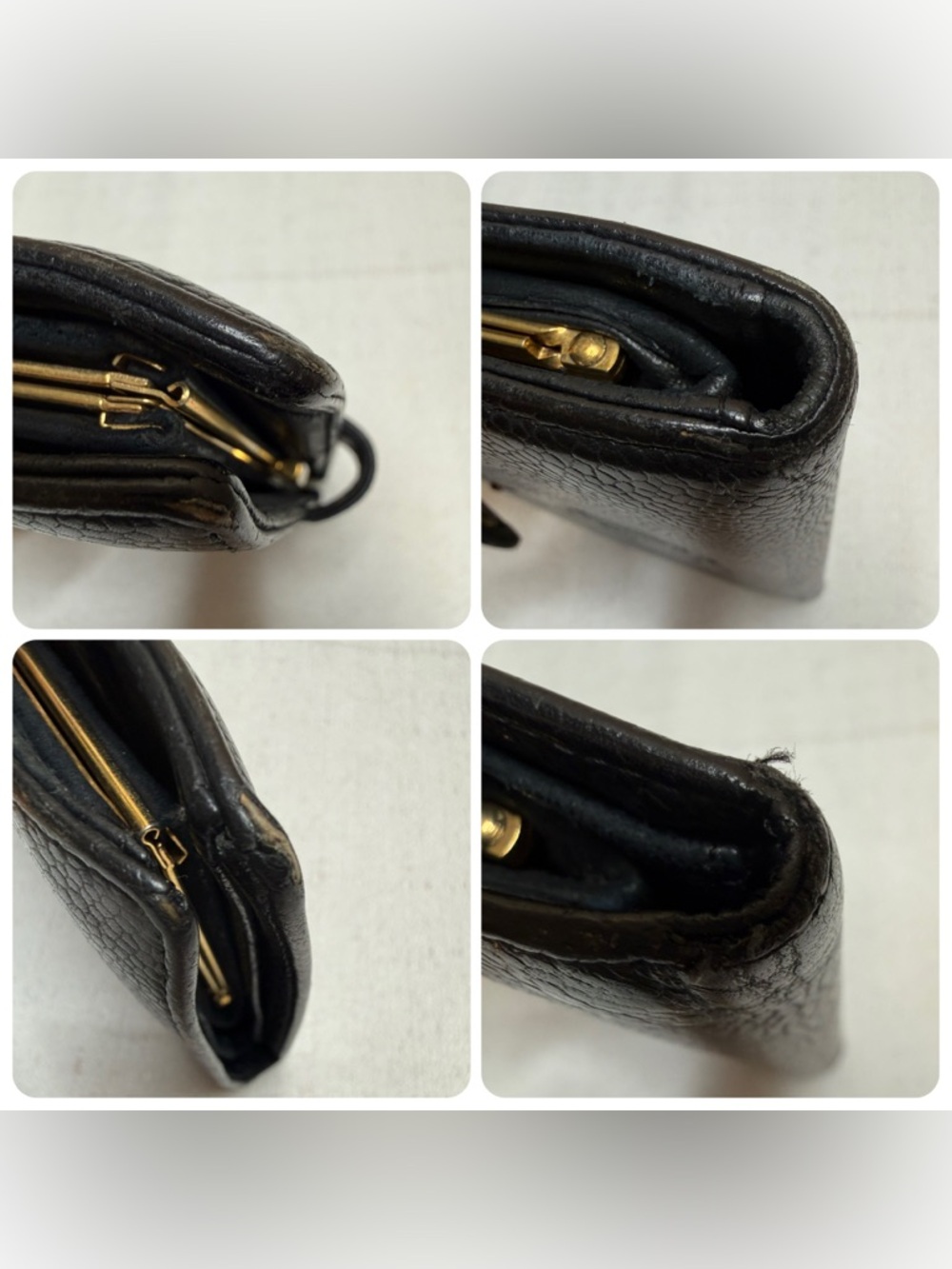 Chanel Vintage Black Caviar Leather CC Logo Long Wallet Clutch Gold tone - Picture 9 of 15